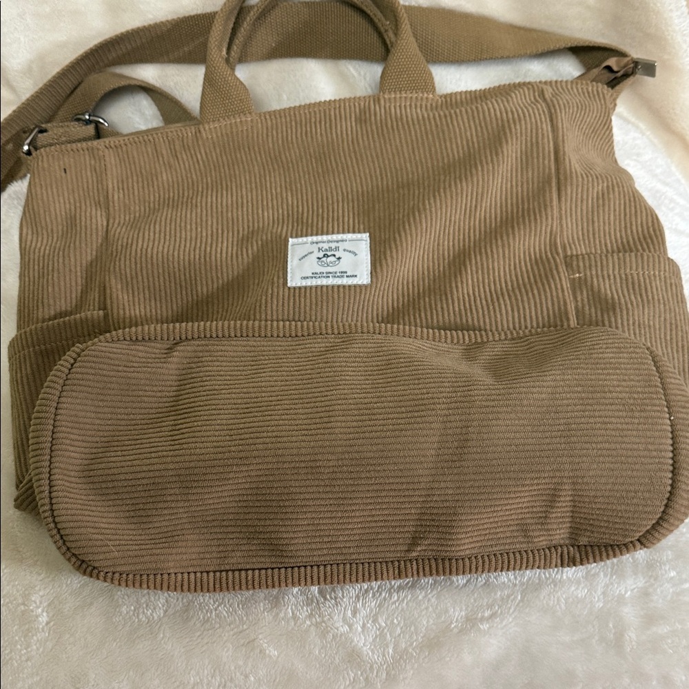 Kalidi Stylish Tan Corduroy Women's Tote Bag - Picture 2 of 8